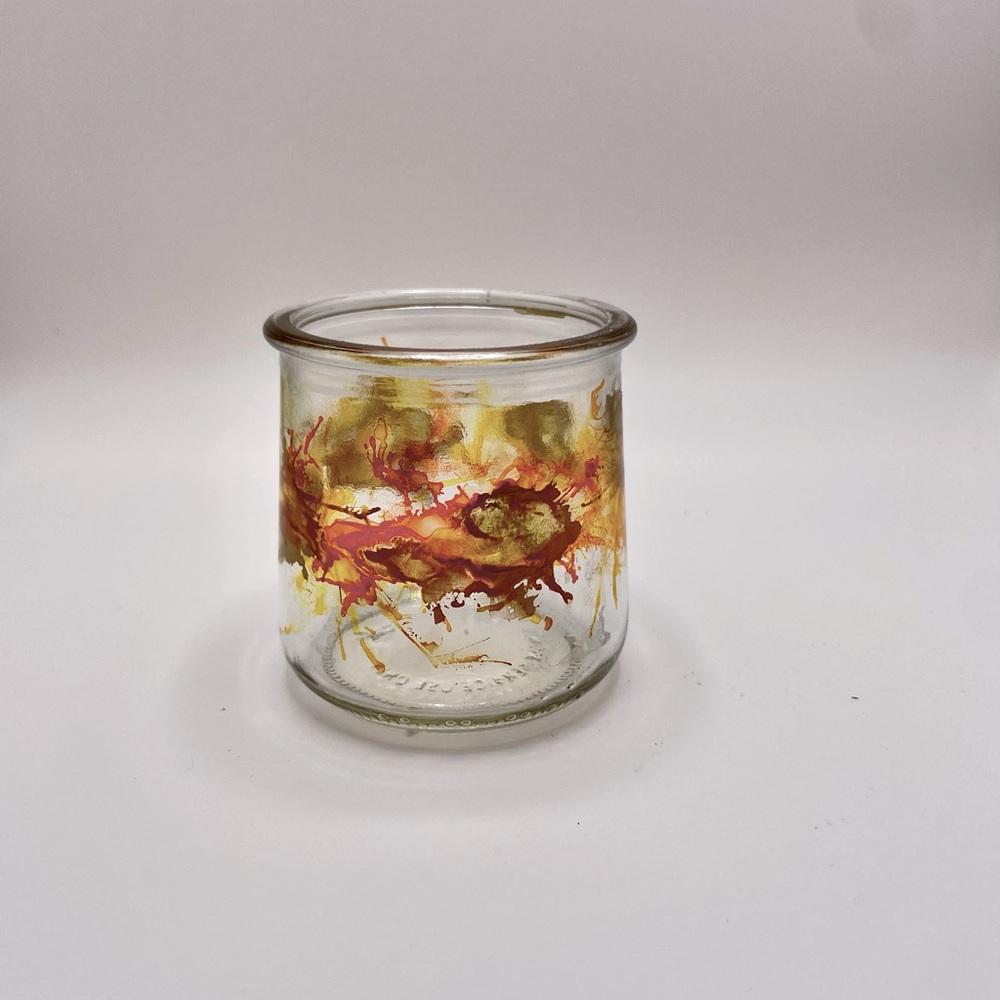 Hand painted alcohol ink yogurt glasses
